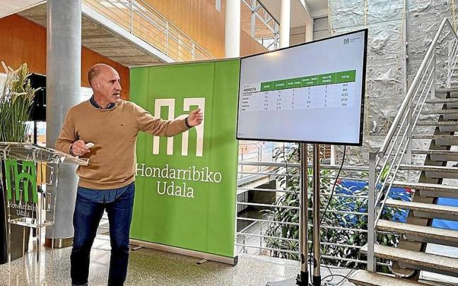 Juan Luis Silanes, concejal de Deportes, durante la rueda de prensa en Hondartza. | FOTO: N.G.