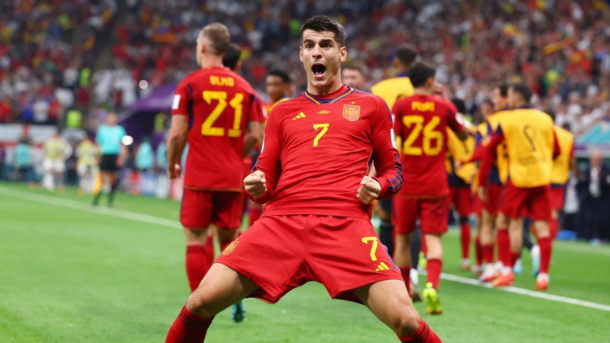 Morata celebra su gol en el partido.