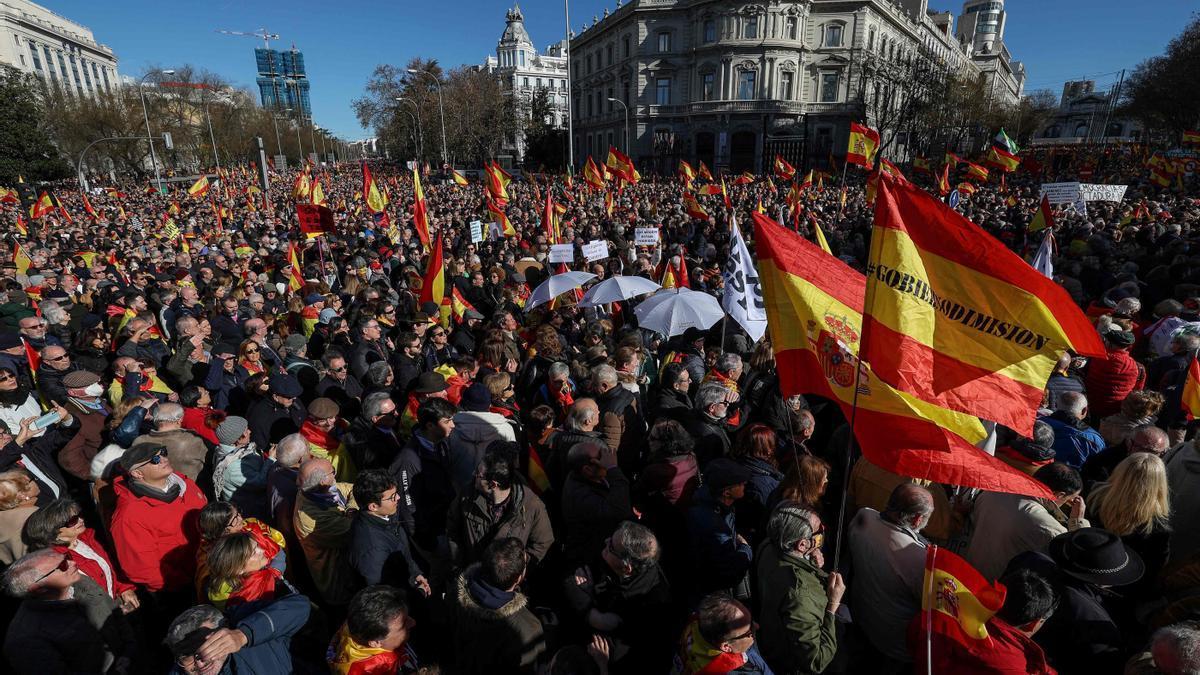 Manifestación en Madrid contra las políticas de Sánchez.