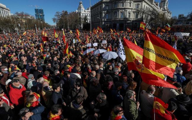 Manifestaci&oacute;n en Madrid contra las pol&iacute;ticas de S&aacute;nchez.