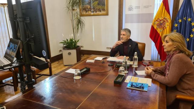 El ministro Grande-Marlaska durante la reunión que ha mantenido con los máximos responsables de la lucha contra la violencia machista.