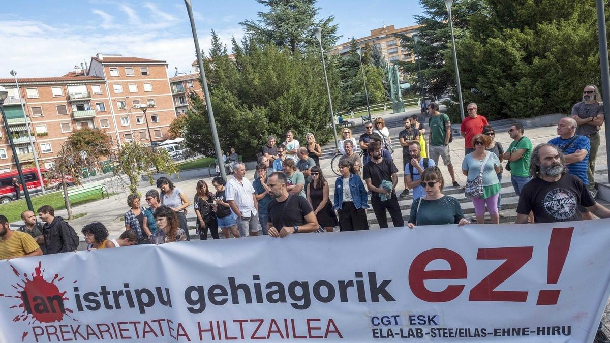 Concentración sindical tras un accidente laboral mortal.