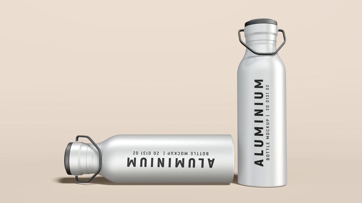Dos botellas reutilizables de aluminio.