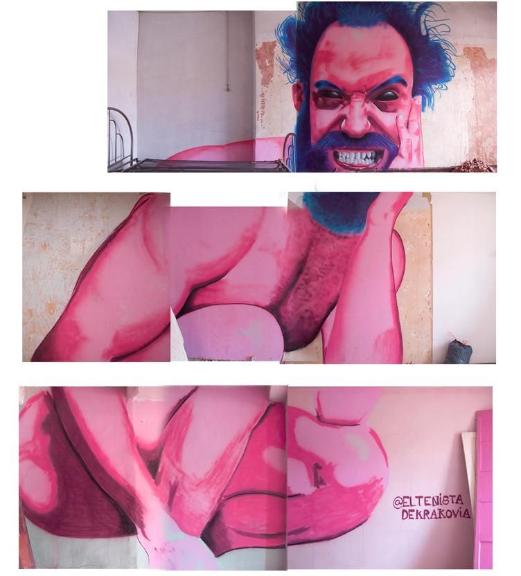Las tres plantas y ocho habitaciones con el mural del tenista, antes de que viera la luz y de que fuera vandalizado.