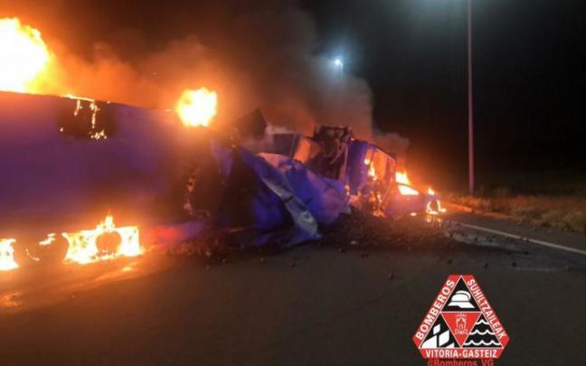 Estado del camión accidentado.