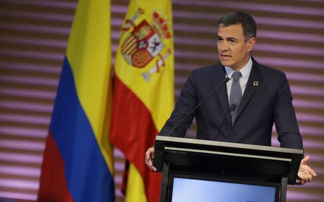 Rueda de prensa del presidente Pedro S&aacute;nchez en Colombia.