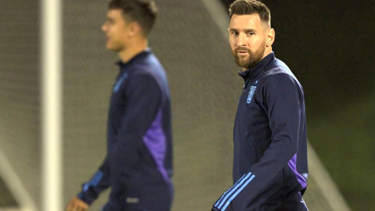 Leo Messi, durante el entrenamiento con Argentina