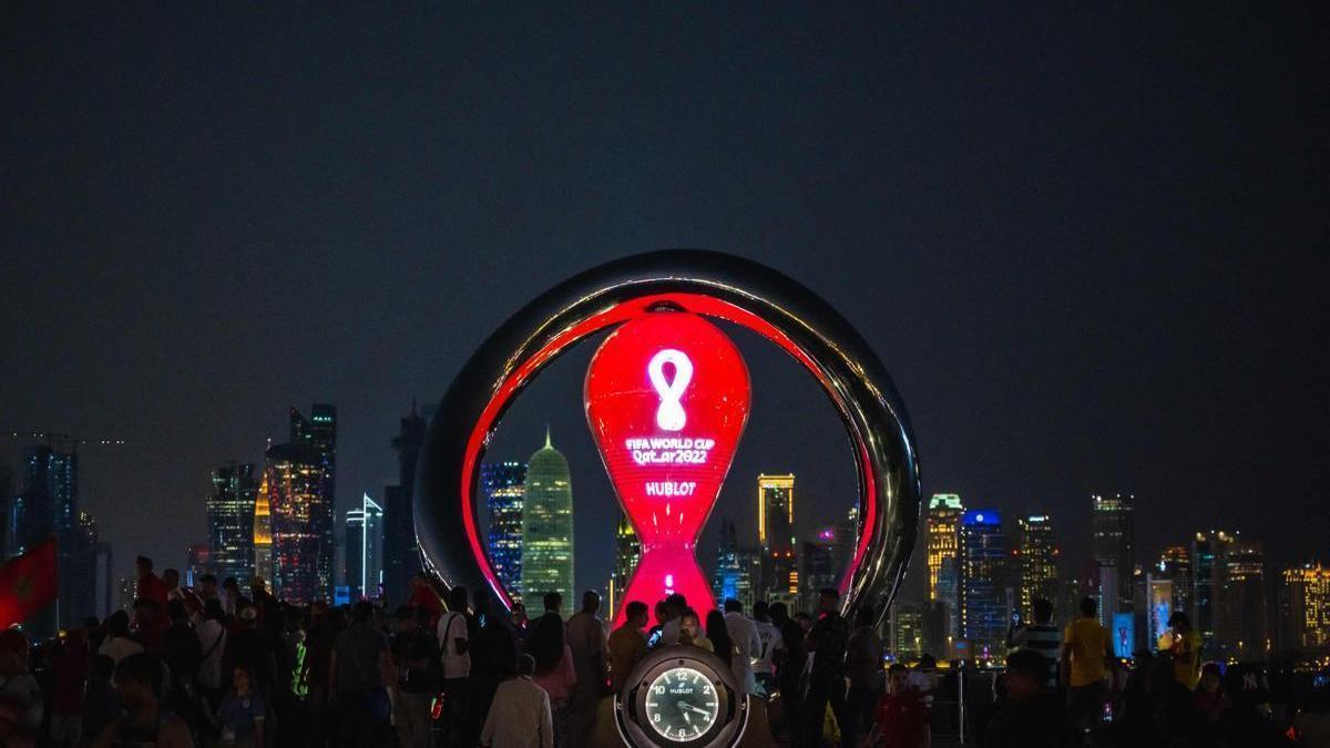 El reloj del Mundial de Catar en Doha.