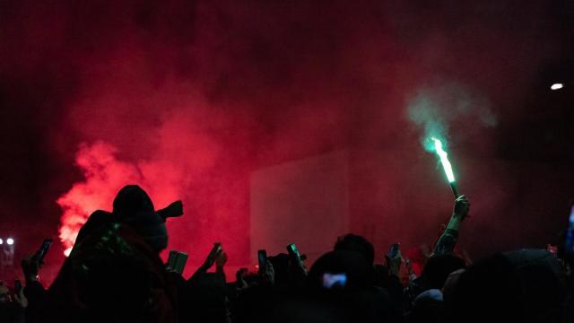 Celebración de los aficionados marroquí en Bélgica.