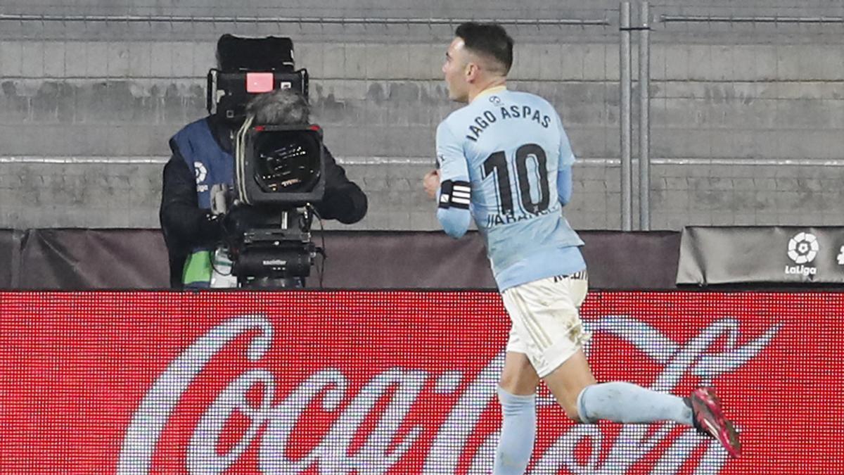 Aspas celebra el gol de la victoria.