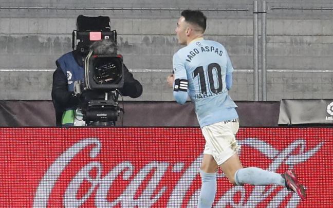 Aspas celebra el gol de la victoria.