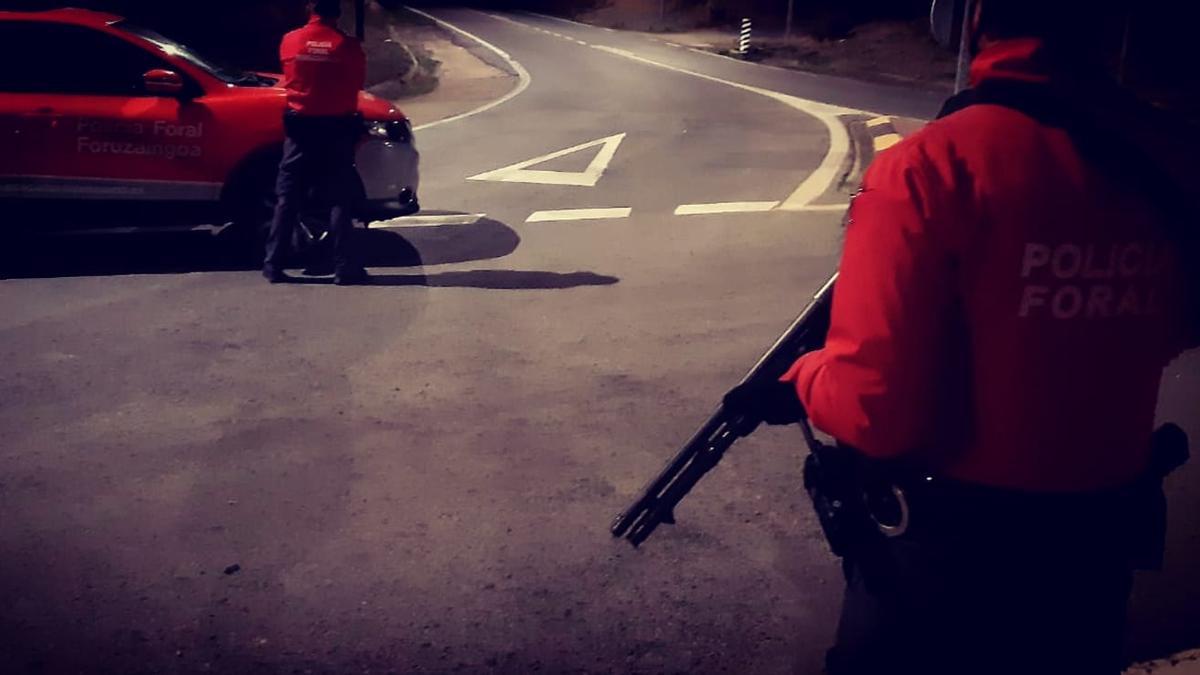 Agentes de la Policía Foral, de vigilancia en una carretera