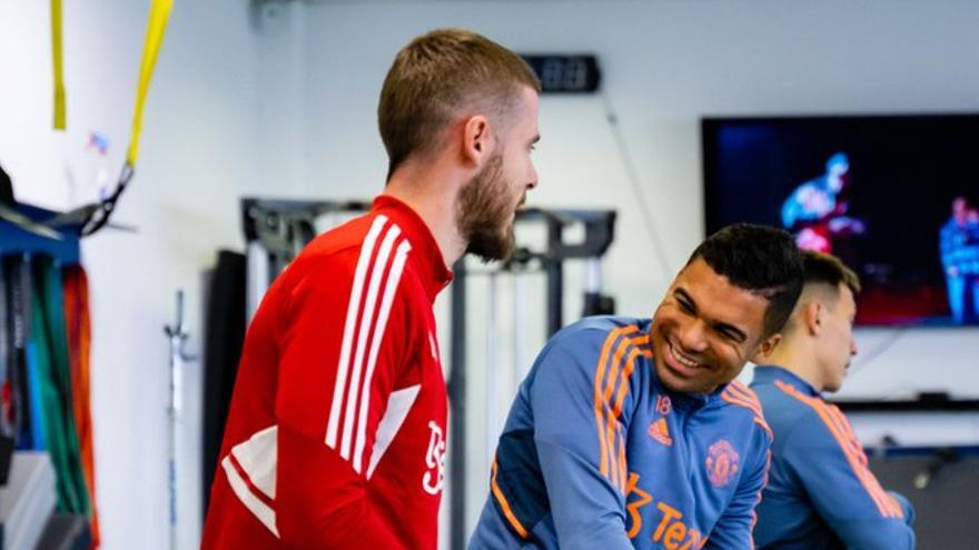 Casemiro y De Gea en las instalaciones de Ibaia.