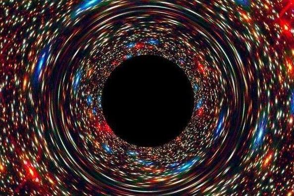 Simulación de un agujero negro en el núcleo de una galaxia.