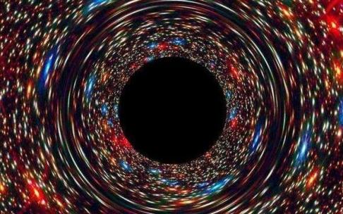 Simulación de un agujero negro en el núcleo de una galaxia. Simulación de un agujero negro en el núcleo de una galaxia.