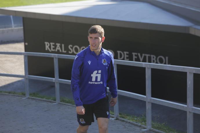 Aihen Muñoz, en el entrenamiento de Zubieta.