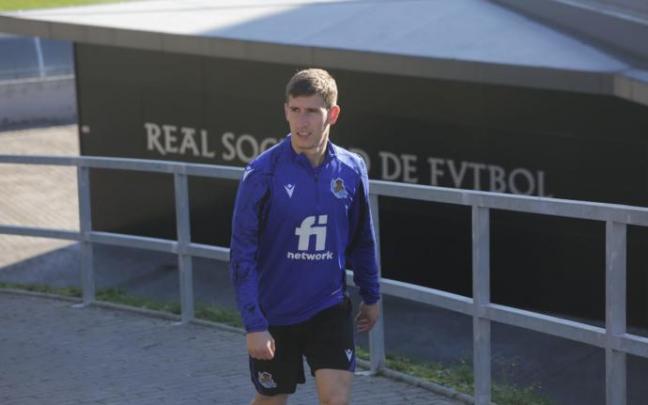 Aihen Muñoz, en el entrenamiento de Zubieta. Aihen Muñoz, en el entrenamiento de Zubieta.