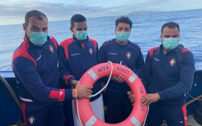 Los cuatro rescatados con el chándal de Osasuna. Los cuatro rescatados con el chándal de Osasuna.