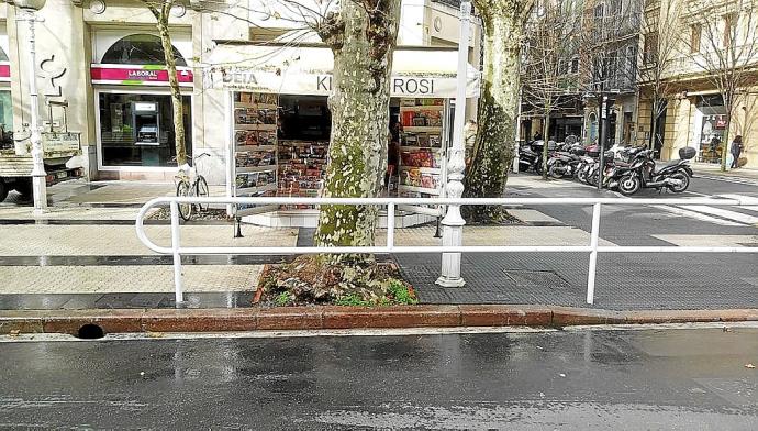 Valla alargada en la Avenida para dificultar el cruce de la calzada en prohibido. Foto: N.G.