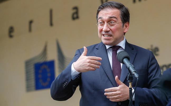 El ministro de Exteriores español, José Manuel Albares, en Bruselas.