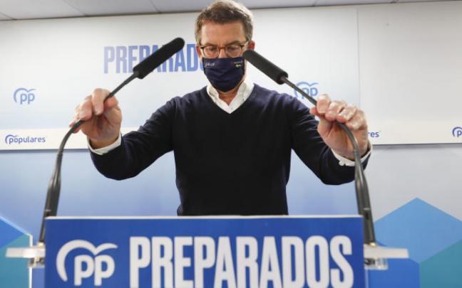 Alberto Núñez Feijóo durante el acto en Zaragoza.