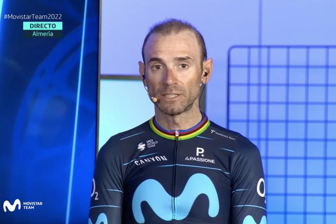 Alejandro Valverde, durante la presentación del Movistar Team.