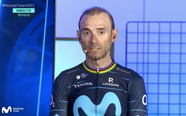 Alejandro Valverde, durante la presentación del Movistar Team. Alejandro Valverde, durante la presentación del Movistar Team.