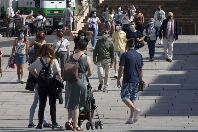 Ambiente en el centro de la capital alavesa.