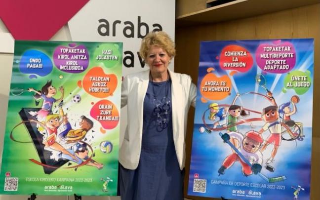 Ana del Val presentando la campaña de deporte escolar. Ana del Val presentando la campaña de deporte escolar.