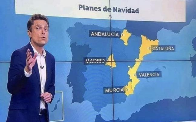 El mapa que ha aparecido en Antena 3. El mapa que ha aparecido en Antena 3.