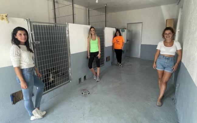 Amaia Lusarreta (izda), Cristina Mendívil, Ana San José y Paola Armendáriz, integrantes de Anifal, posan en el refugio para animales que han acondicionado. Amaia Lusarreta (izda), Cristina Mendívil, Ana San José y Paola Armendáriz, integrantes de Anifal, posan en el refugio para animales que han acondicionado.