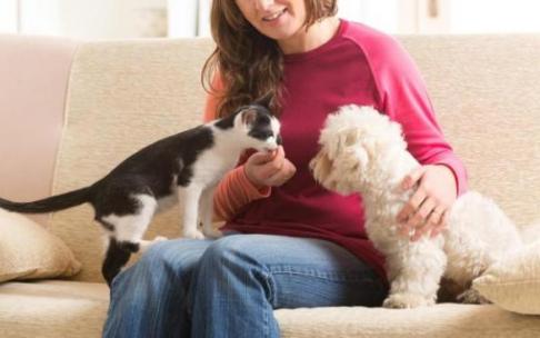 Una joven con sus mascotas