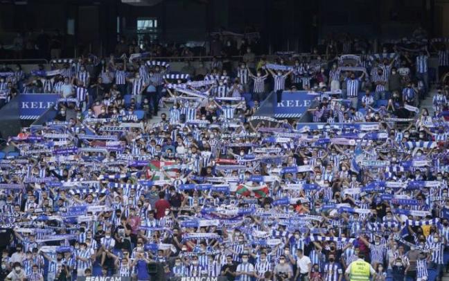 La grada de Anoeta, en el partido contra el Elche de la presente temporada. La grada de Anoeta, en el partido contra el Elche de la presente temporada.