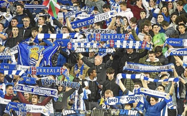 La afición pobló las gradas de Anoeta el 28 de febrero de 2020, el último partido con público.