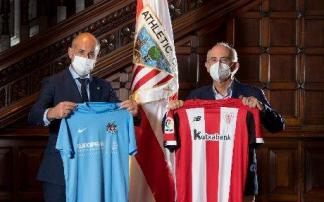 Los presidentes del Athletic y Antiguoko cuando firmaron el convenio de colaboración Los presidentes del Athletic y Antiguoko cuando firmaron el convenio de colaboración