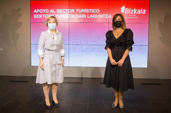 Ainara Basurko y Cristina Múgica presentan el plan de ayudas para reactivar el sector turístico