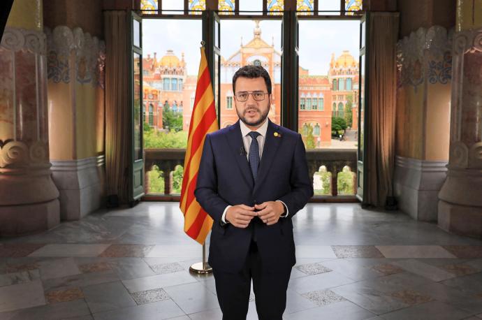 Pere Aragonès en el discurso institucional con motivo de la Diada.