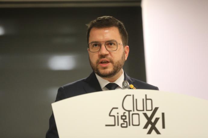 El president de la Generalitat durante su intervención el miércoles en Club Siglo XXI