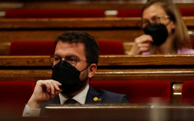 Pere Aragonès durante el debate el pleno de investidura Pere Aragonès durante el debate el pleno de investidura