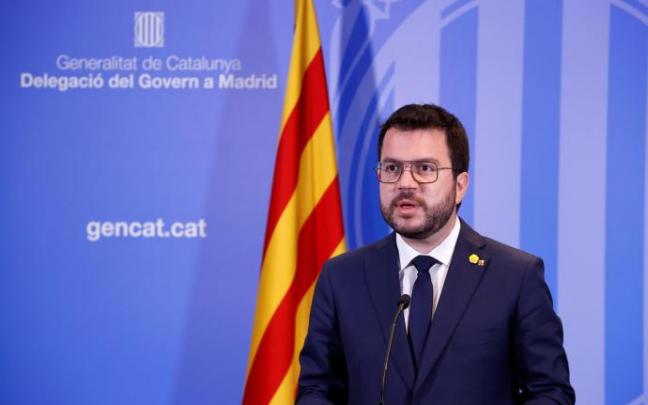 Pere Aragonès durante su comparecencia tras la reunión con Sánchez Pere Aragonès durante su comparecencia tras la reunión con Sánchez