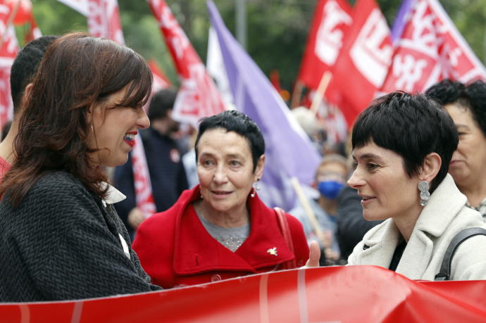 Garbiñe Aranburu, secretaria general de LAB, en la marcha organizada por su sindicato en Bilbao