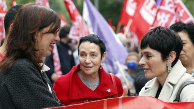 Garbiñe Aranburu, secretaria general de LAB, en la marcha organizada por su sindicato en Bilbao