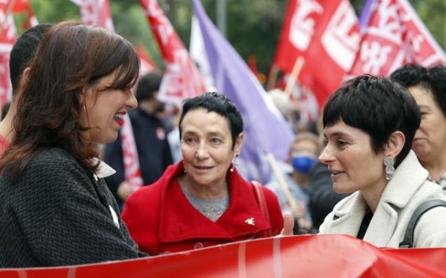 Garbiñe Aranburu, secretaria general de LAB, en la marcha organizada por su sindicato en Bilbao