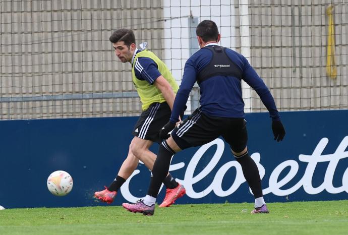 Areso, en el entrenamiento de esta mañana en Tajonar.