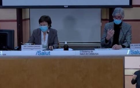 El conseller de Salud, Josep Maria Argimon, junto a la secretaria de Salud Pública, Carmen Cabezas