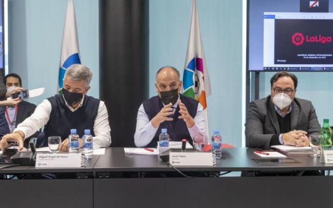 Javier Tebas, en la Asamblea de LaLiga de este viernes Javier Tebas, en la Asamblea de LaLiga de este viernes