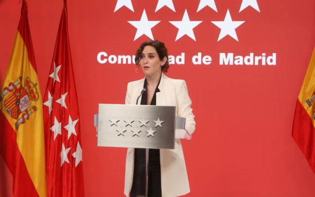 Ayuso, durante la comparecencia de este jueves.