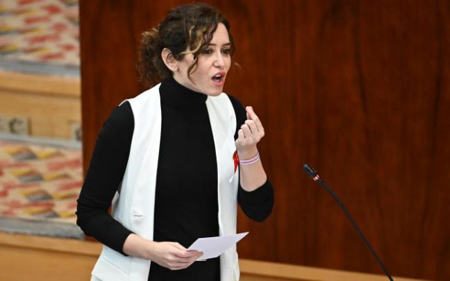 Ayuso, este jueves en el pleno de la Asamblea de Madrid.