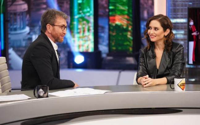 La presidenta de la Comunidad de Madrid, Isabel Díaz Ayuso, durante su participación en "El Hormiguero"