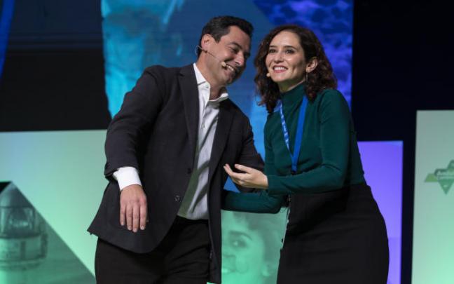 Juanma Moreno e Isabel Díaz Ayuso, en el XVI Congreso del PP Andaluz.